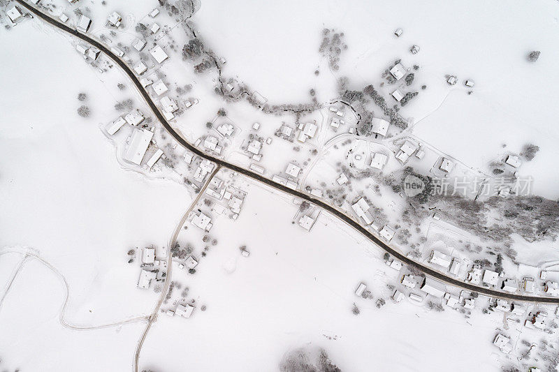 Strassen, Bad Aussee, Winter Village covered in Snow